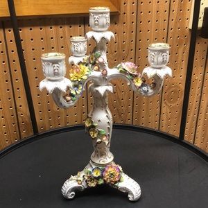 Vintage CAPODIMONTE candelabra with gold accents